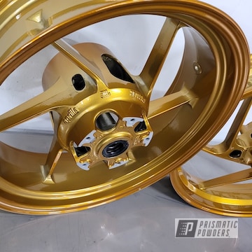 Powder Coated Polished Aluminum And Transparent Gold Motorcycle Wheels