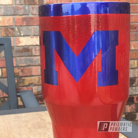 Powder Coating: Tumbler,Really Red PSS-4416,LOLLYPOP BLUE UPS-2502,40oz,Custom Cup,Ole Miss Rebels