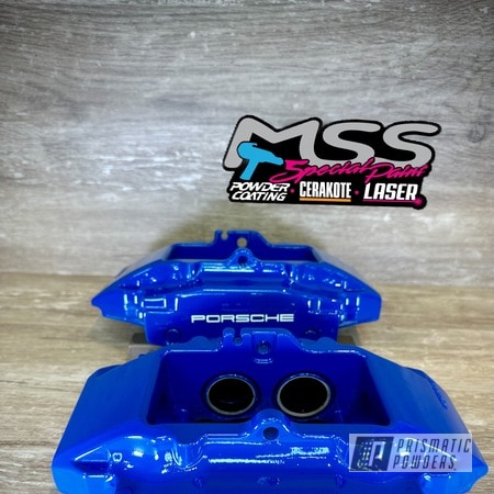 Powder Coating: Automotive,Clear Vision PPS-2974,Prismatic Powders,Brake,Brembo Brake Calipers,Porche Calipers,WHISPER WHITE USS-0238,Savannah Blue PSS-0892