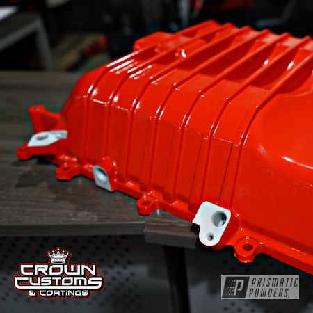Powder Coating: Custom Engine Covers,Hemi Orange PSB-5898,Automotive Parts,Super Charger Lid,Automotive