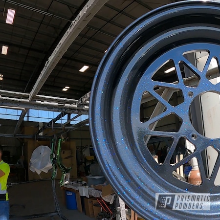 Powder Coating: Wheels,Rim,Custom Wheels,Ultra Blue Sparkle PPB-5004,Almost Grey Metallic PMB-2730