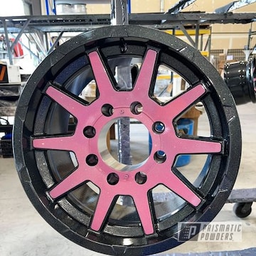 Powder Coated Galaxy Pink, Highend Charcoal And Rockstar Sparkle Custom Wheels