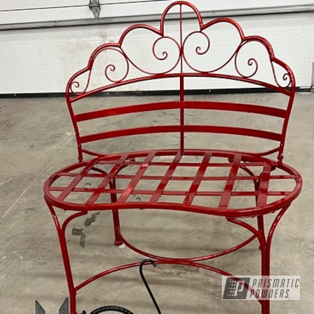 Powder Coating: Vintage Chairs,Lollypop Red Bench,LOLLYPOP RED UPS-1506,Super Chrome Plus UMS-10671,Custom Chair