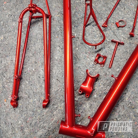 Powder Coating: WILDER RED UPB-4842,POLISHED ALUMINUM HSS-2345,Bicycles,Custom Bicycle,Custom Bicycle Frame,Bicycle Frame