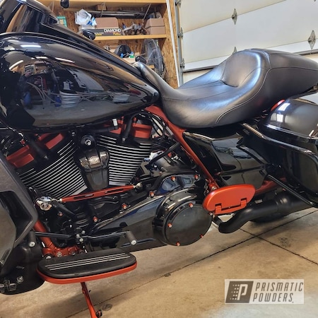 Powder Coating: MATTE CLEAR PPB-4509,Illusion Copper PMS-4622,Motorcycle Frame,Harley Davidson,GLOSS BLACK USS-2603,Road glide