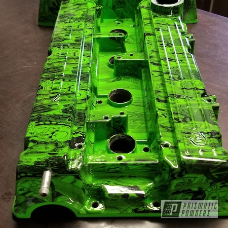Powder Coating: Kiwi Green PSS-5666,Valve Cover,Clear Vision PPS-2974,Automotive