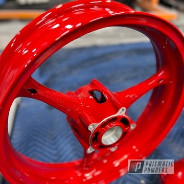 Powder Coated Very Red Custom Moto Wheels