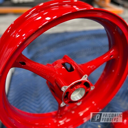 Powder Coating: Automotive,Custom Motorcycle Wheels,Vividpowdercoatingsc,Very Red PSS-4971,Custom Motorcycle Rim