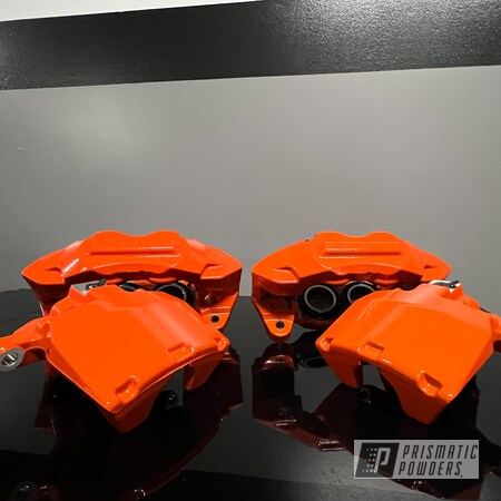 Powder Coating: Silverado,Automotive,Chevrolet,Chevy Orange PSS-0163,Chevy Calipers,POLY CLEAR PPS-5137