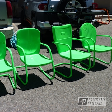 Powder Coated Patio Furniture In Neon Green And Casper Clear