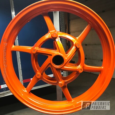 Powder Coating: Motorcycles,Clear Vision PPS-2974,Illusion Tangerine Twist PMS-6964