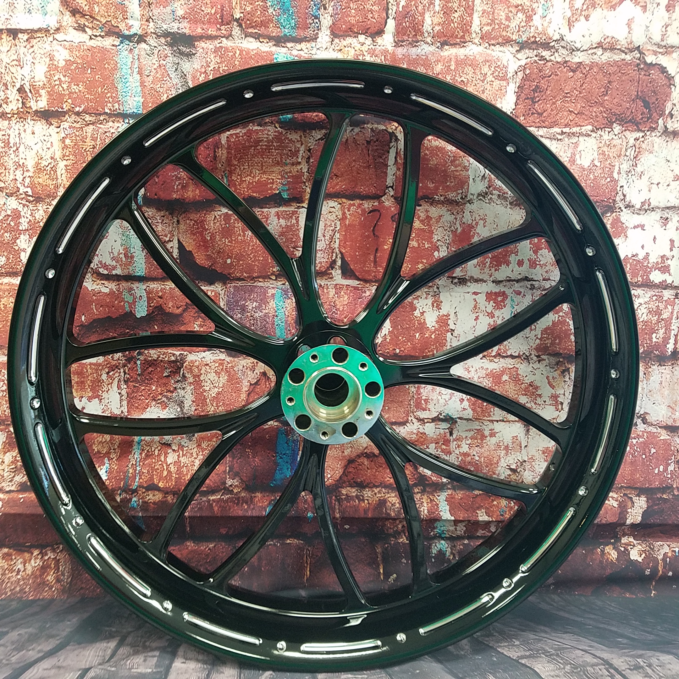 Motorcycle Rims Powder done in Ink Black | Prismatic Powders