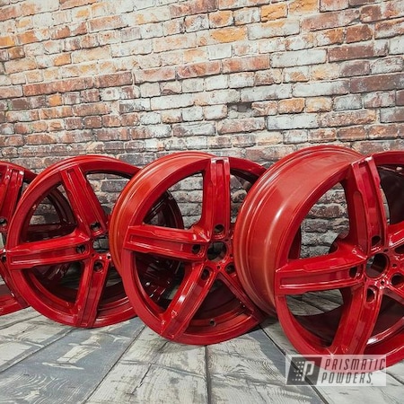 Powder Coating: Automotive,Clear Vision PPS-2974,16" Aluminum Rims,Aluminum Rims,Illusion Red PMS-4515,Automotive Rims,Illusions,Automotive Wheels,Aluminum Wheels