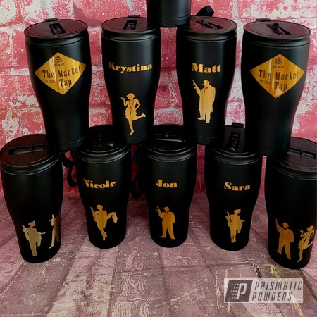 Powder Coating: Tumbler,2 Color Application,BLACK JACK USS-1522,HOGG,Gold Sparkle PPB-4499,Hogg Stainless Drinkware,Hogg Tumblers,30 Ounce Cups,Custom Powder Coated Tumbler Cup,Custom Tumbler Cup,Custom Tumbler Cups