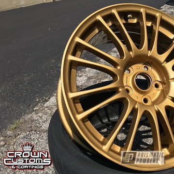 Subaru Sti Wheels Refinished In Spanish Gold With Clear Vision Top Coat