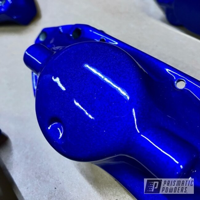 Brake Calipers Powder Coated Lollypop Blue Over Heavy Silver