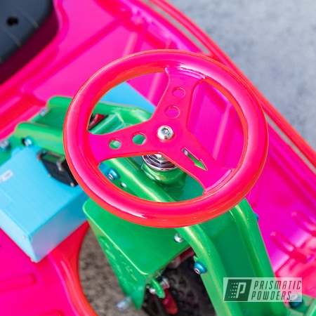 Powder Coating: Automotive,Illusion Lime Time PMB-6918,Taxi Garage Crazy Cart,Taxi Garage,Crazy Cart,Corkey Pink PPS-5875