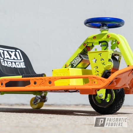 Powder Coating: Bright Orange PSS-0879,Crazy Cart,Bentley Blue PPB-4711,Taxi Garage,Automotive,Taxi Garage Crazy Cart,Chartreuse Sherbert PSS-7068