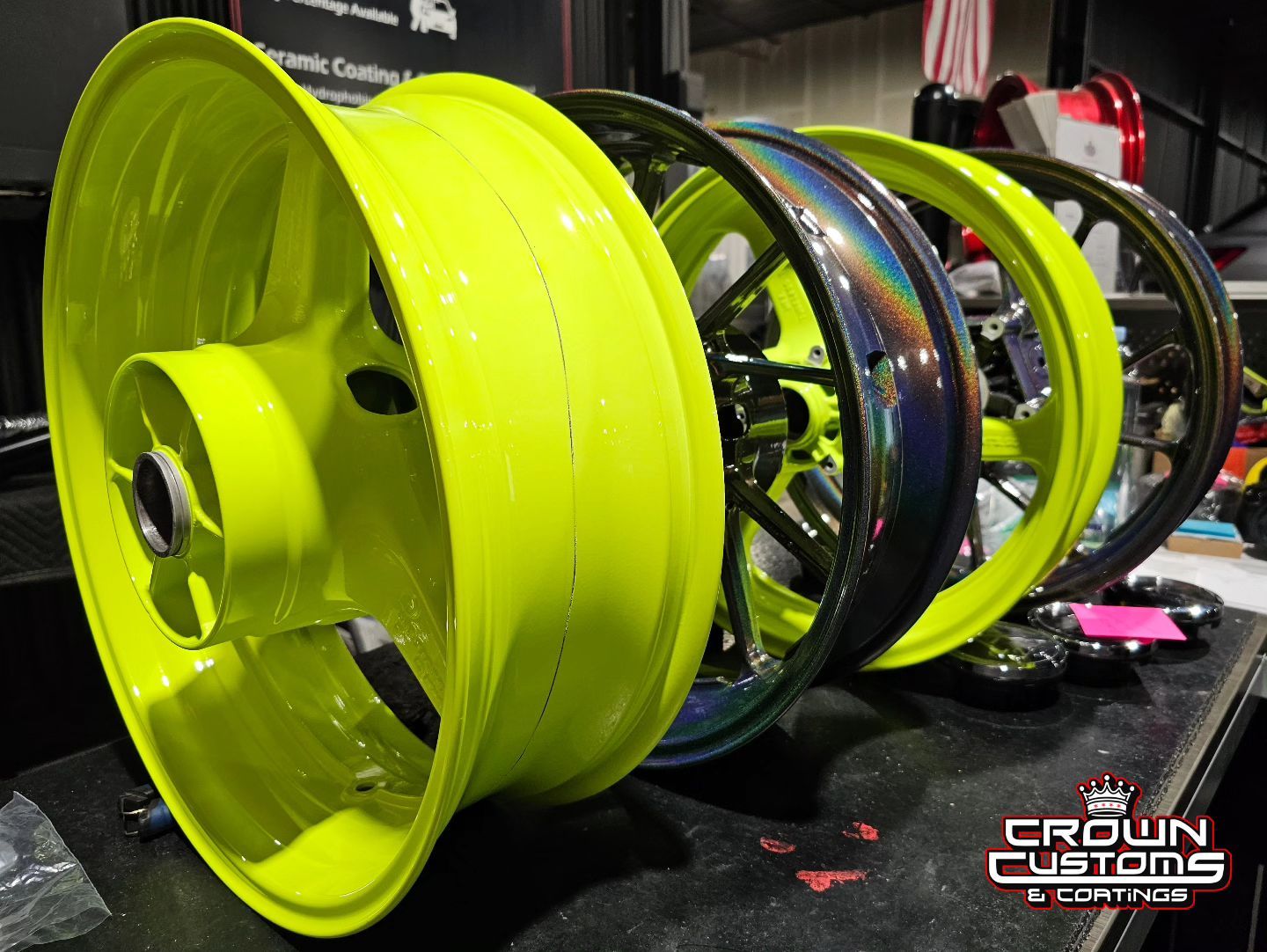 Yellow Custom Rims Powder Coat Custom Motorcycle Wheels | Prismatic Powders