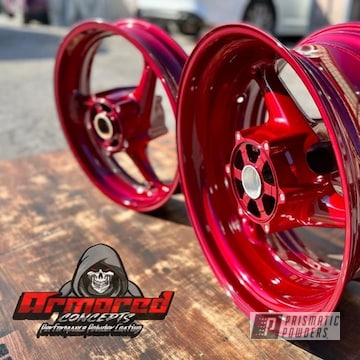 Powder Coated Clear Vision And Illusion Cherry Custom Wheels