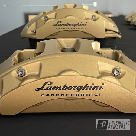 Powder Coating: Lamborghini,Automotive,Brake Calipers,Satin Poly Gold PMB-6487