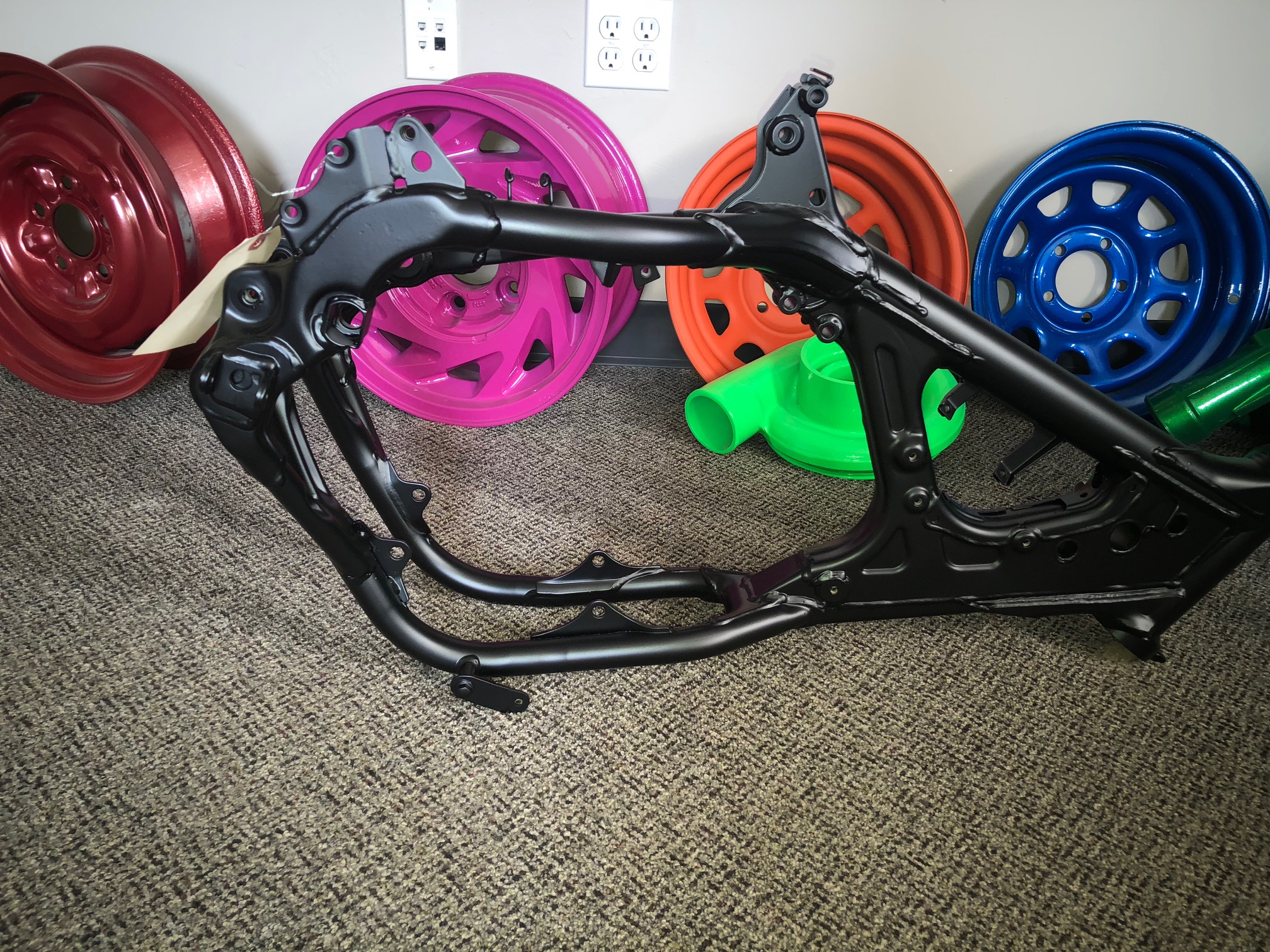 Powder Coated Motorcycle Frame in Black Jack | Prismatic Powders