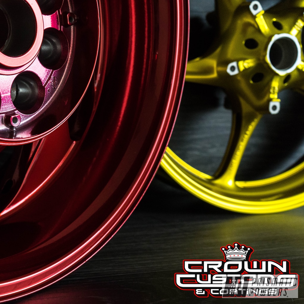 Motorcycle Wheels Refinished In Lollypop Red With Super Chrome Base ...