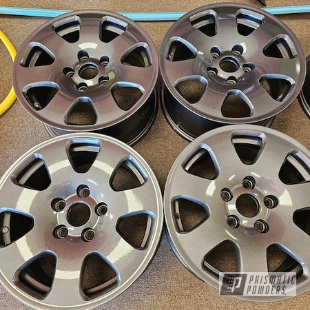Powder Coating: Aluminum Wheels,15" Aluminum Rims,Automotive Rims,Clear Vision PPS-2974,Automotive Wheels,Kingsport Grey PMB-5027,Wheels