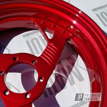 Harley Davidson Parts In A Lollypop Red Powder Coat