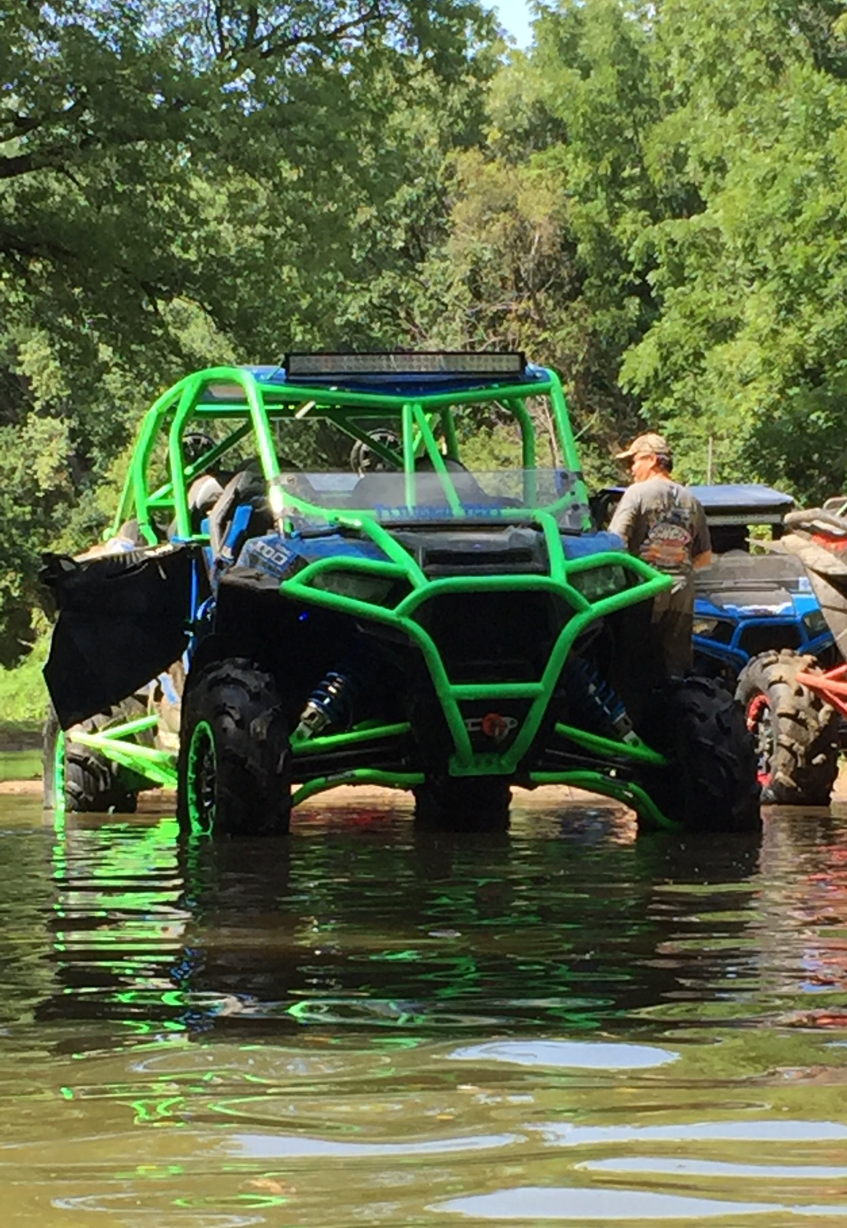 Polaris Rzr Rollcage, Bead Locks And Suspension In A Bright Green ...