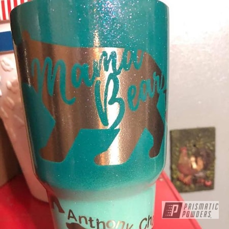 Powder Coating: Miami Teal PSB-6532,Drinkware,Custom Tumbler Cup,Clear Vision PPS-2974,Chameleon Sapphire Teal PPB-5732,RAL 6027 Light Green