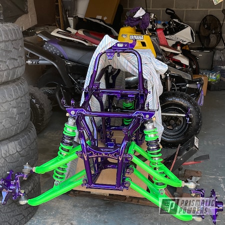 Powder Coating: Illusion Purple PSB-4629,Clear Vision PPS-2974,Yamaha,Banshee 350,Industrial,powder coated,Neon Green PSS-1221