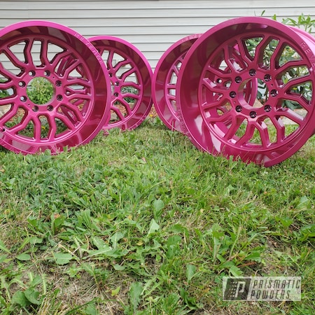 Powder Coating: Illusion Pink PMB-10046,Exhaust,Astatic Red PSS-1738,Harley Davidson,Automotive,Shattered Glass PPB-5583,Neon Yellow PSS-1104,Wheels
