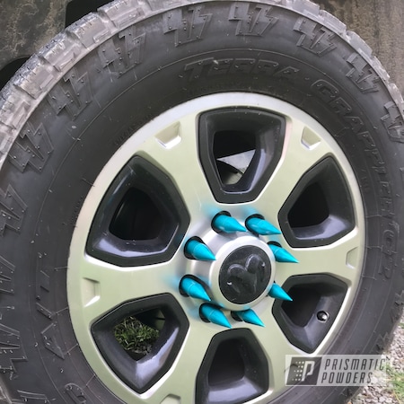 Powder Coating: Automotive,Clear Vision PPS-2974,JAMAICAN TEAL UPB-2043,Dodge,Spikes,lug nuts,2500