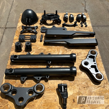Powder Coating: Custom Build,Triple Tree,Evo Grey PMB-5969,motorcycle fork,Triple Clamp,forks,Custom Motorcycle Parts,FXR