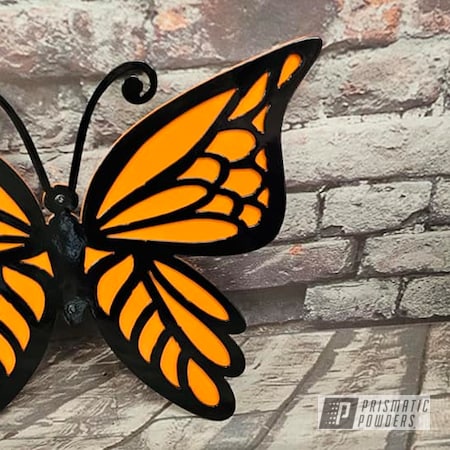 Powder Coating: Monarch Butterfly,Butterfly,Orange Madness PMB-10639,GLOSS BLACK USS-2603,Powder Coated Yard Art and Stakes,Butterfly Art