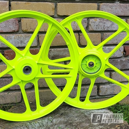 Powder Coating: Clear Vision PPS-2974,Motorcycle Parts,Motorcycle Wheels,Neon Yellow PSS-1104,Wheels