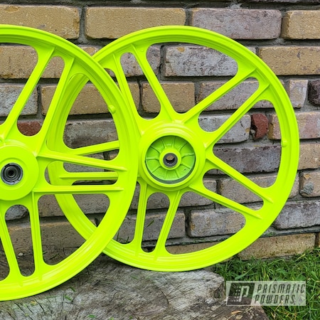 Powder Coating: Wheels,Clear Vision PPS-2974,Motorcycle Parts,Neon Yellow PSS-1104,Motorcycle Wheels