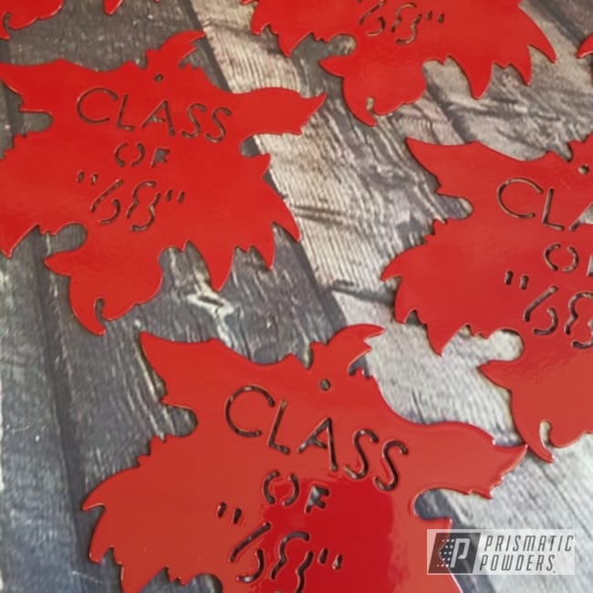 Custom Maple Leaf Metal Cut Outs Powder Coated In Ral 3002 A Carmine Red