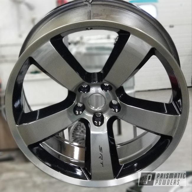 Powder Coated Wheels In A Two Tone Black And Chrome Finish