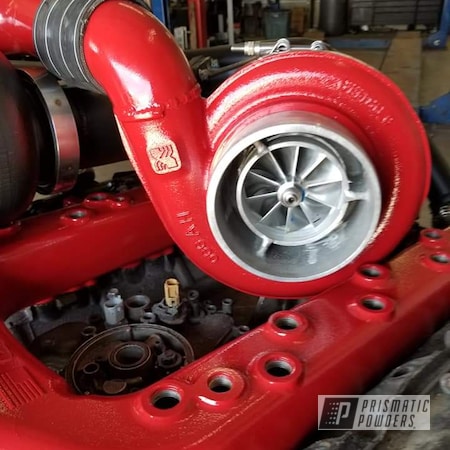 Powder Coating: Turbo Parts,RAL 3002 Carmine Red,Automotive