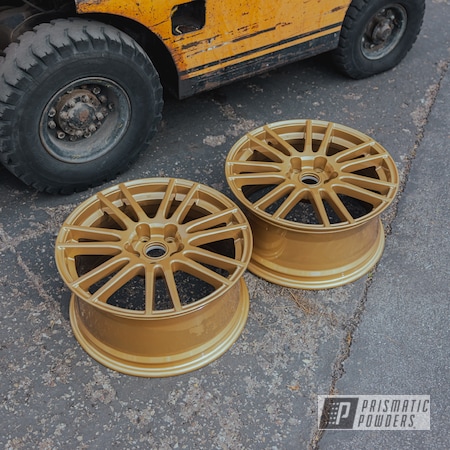Powder Coating: Wheels,Automotive,Poly Gold PMB-4211,Satin Poly Gold PMB-6487