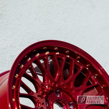 Powder Coating: Wheels,Automotive,Super Chrome Plus UMS-10671,Wizard Red PPS-4690