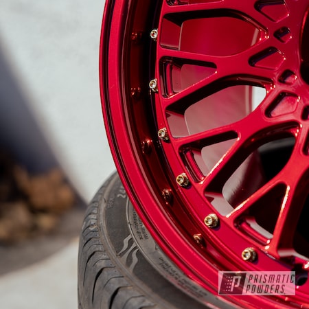 Powder Coating: Wheels,Automotive,Super Chrome Plus UMS-10671,Wizard Red PPS-4690