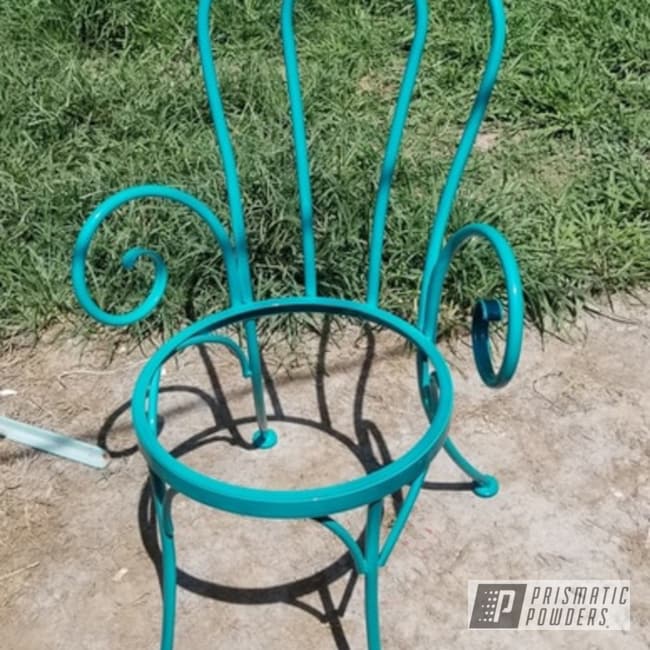 Antique Chair Powder Coated In H.d. Teal And H.d. White Pearl