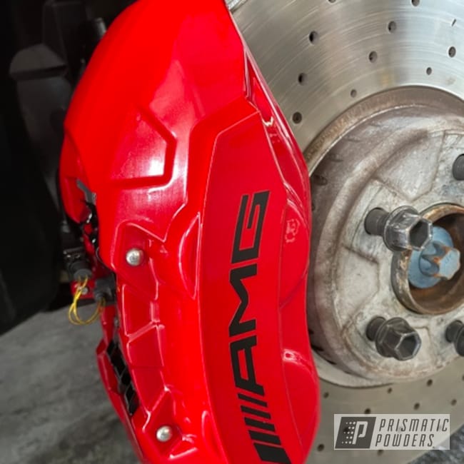 Powder Coated Clear Vision And Illusion Red Amg Brake Caliper In Illusion Red