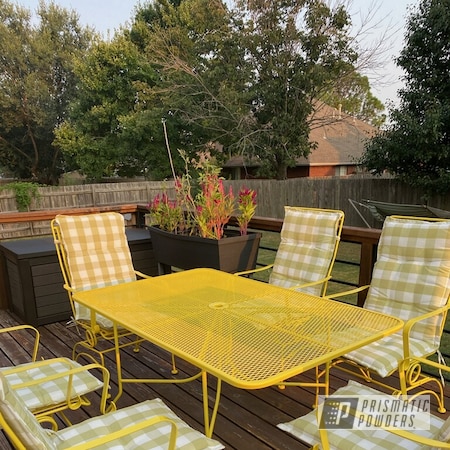 Powder Coating: Patio Furniture,Table,Set of Chairs,Sunshine Yellow PSS-2600,Lawn Chairs