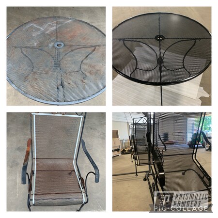 Powder Coating: Patio Chairs,Patio Table,EPOXY PRIMER ESS-11150,SEMI GLOSS BLACK USS-10926,lawn furniture
