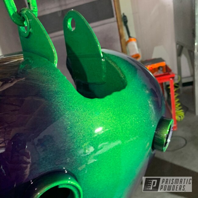 Powder Coated Illusion Purple, Clear Vision And Illusion Green Ice Gas Tank