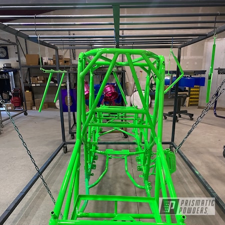 Powder Coating: Clear Vision PPS-2974,Race Car Frame,Prismatic Powders,Neon Green PSS-1221